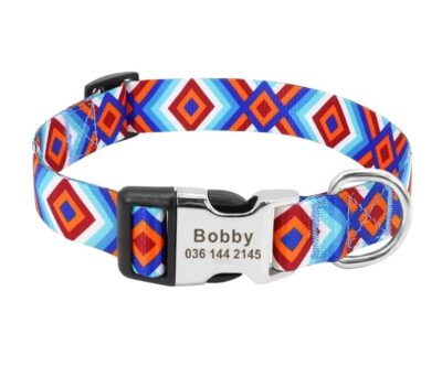 Collar Rombos azul, celeste y rojo