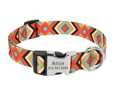 Collar Rombos naranja, negro y rojo