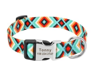 Collar Rombos turquesa, naranja y rojo