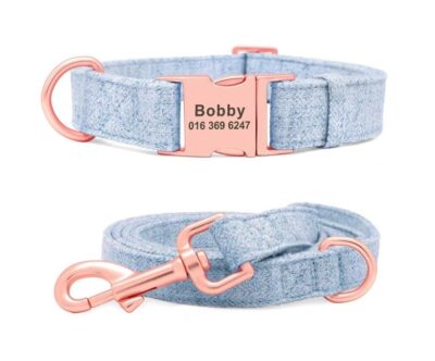 Collar y correa Velvet Azul