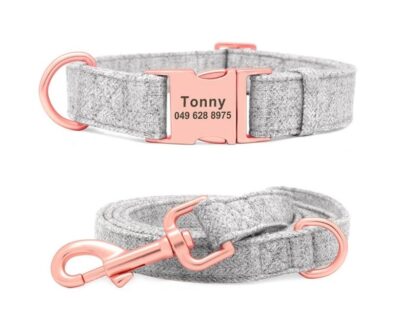 Collar y correa Velvet Gris