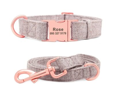 Collar y correa Velvet Gris Empolvado
