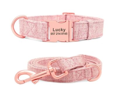 Collar y correa Velvet Rosa